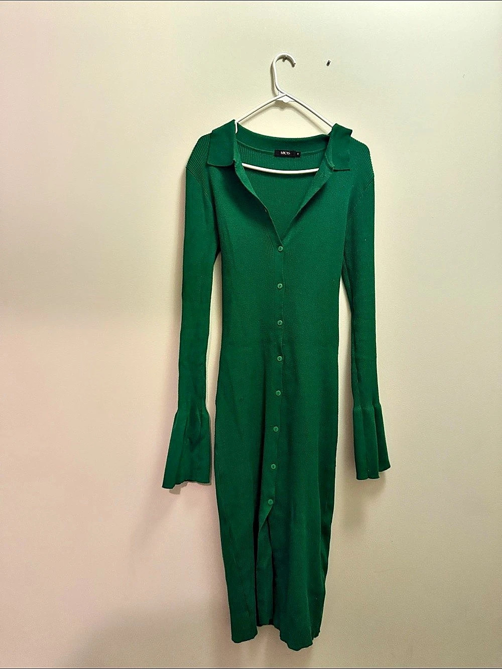 Micas Green Knit Midi Dress Size Small Like New